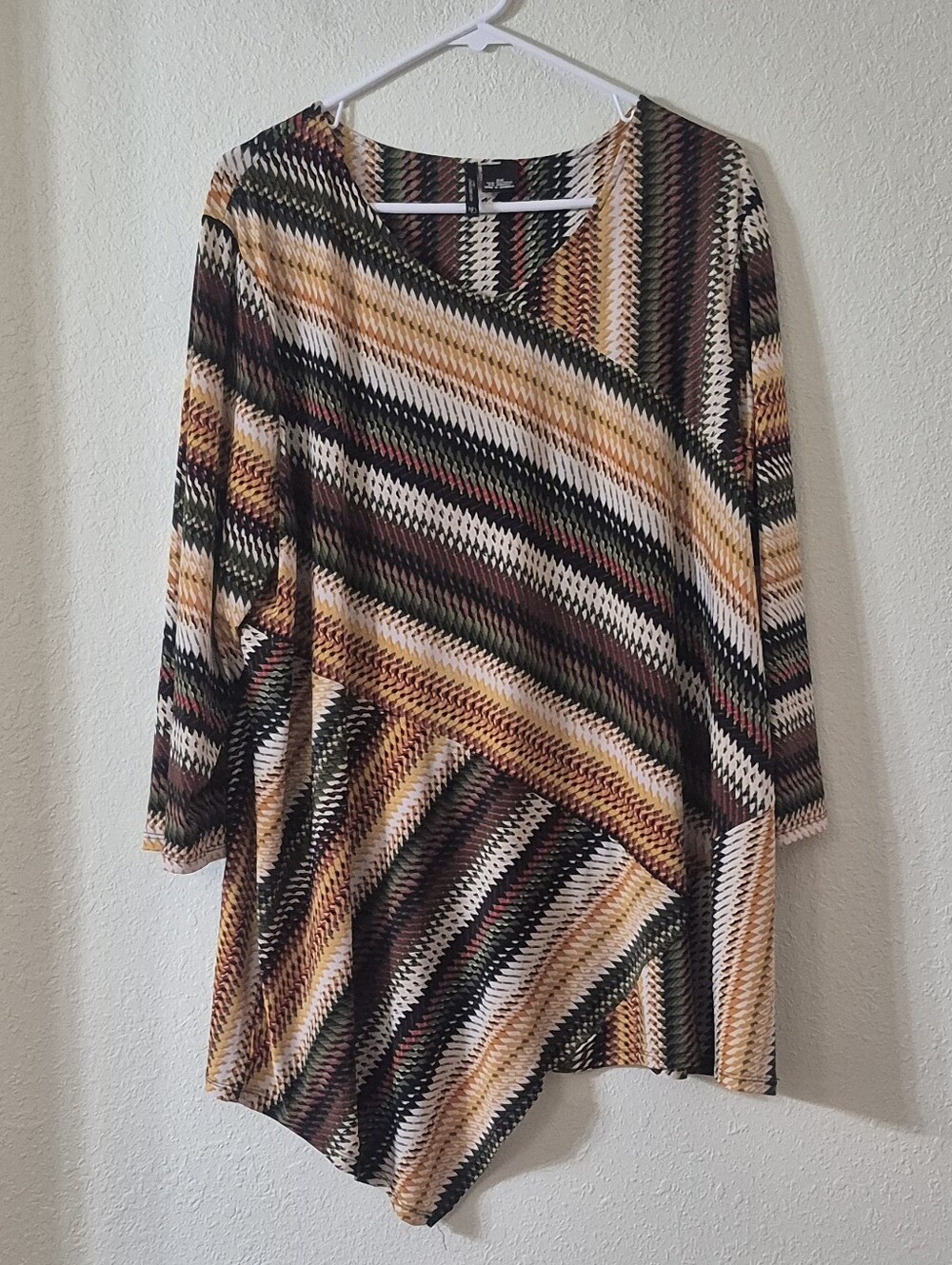 new directions Asymmetrical Tunic in Brown, Cream, Black, Gold